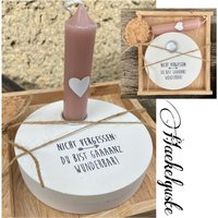 Geschenkset Kerzenhalter Weiß Deko Kleines Geschenk Kerzenständer Idee Frau Beste Freundin Mama Stabkerze Hygge Scandi Haus von Haekelguste