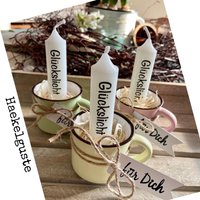 Glückslicht Kleines Mitbringsel Geschenk Set Give Away Kerzenständer Beste Freundin Mama Valentinstag Muttertag von Haekelguste