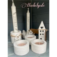 Kerzenhalter Lieblingsmensch Teelichthalter Weiß Deko Landhaus Shabby Kerzenständer Geschenk Stabkerze Hygge Scandi Haus Kerzenteller von Haekelguste