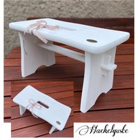 Shabby Landhaus Fußbank Schemel Hocker Weiße Bank Kinderzimmer Scani von Haekelguste