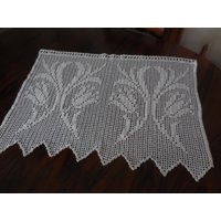 Häkelgardine Weiß Lilien Gardine Gehäkelt 73 cm X 55 Grobes Garn von Haekeliris