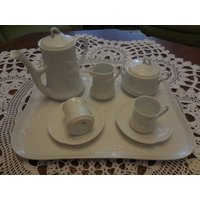 Moccaservice 2 Personen Ginori Porzellan Reinweiß Rarität Seltenes Fundstück Art Jugendstil von Haekeliris