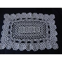 Schiffchenspitze Occhi Frivolité Tischläufer Handarbeit 42 cm X 30 Weiß Deckchen von Haekeliris