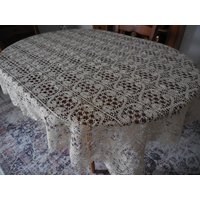 Tischdecke Leinen Naturfarben Jugendstil Ca 1910 Klöppelspitze Wertvoll Rarität 160 cm X 122 von Haekeliris