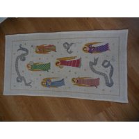 Tischläufer Weihnachtsdecke Engel Sehr Kleiner Kreuzstich 80 cm X 42 Neuwertig von Haekeliris