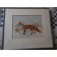 Wandbild Fuchs Handarbeit Kreuzstich Baumwolle Gerahmt Metallrahmen 33, 5 cm X 29, 5 von Haekeliris