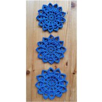 3Er Set Mandalas, Blau, Deko, Untersetzer, Gehäkelt 3Er Set Mandalas, Blau, Deko, Untersetzer, Gehäkelt von Haekelperle