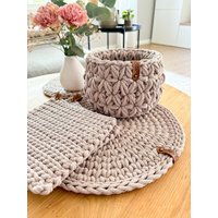 Geschenk Set Häkelkorb „Jasmin" Platzset Topflappen Geschenkideen von HaekeltraumChristina