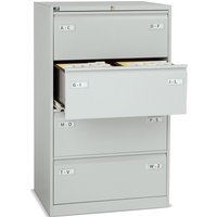 BISLEY Hängeregisterschrank LIGHT mit Griffleiste, 2-bahnig, 4 Schubladen, silber von Bisley