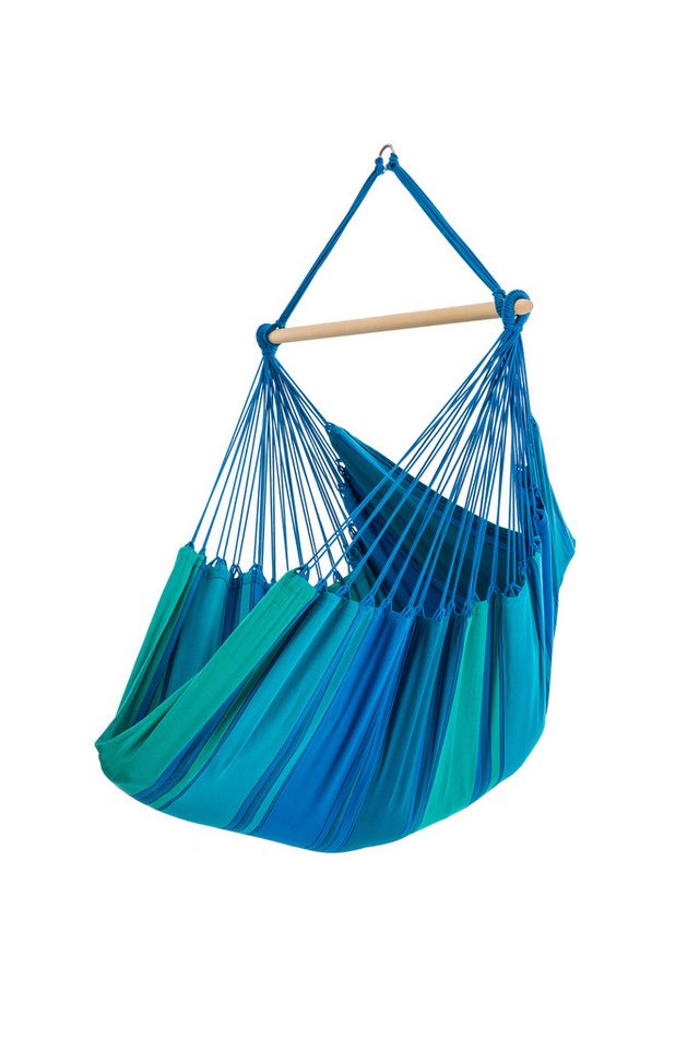 HängemattenGlück Hängestuhl Hängesessel Sonho azur XL Baumwolle bio von Hängemattenglück, Fair hergestellter Artikel aus Bio Baumwolle GOTS zertifiziert von HängemattenGlück