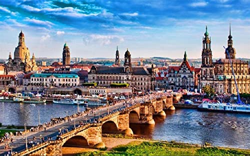Augustusbrücke Dresden Skyline Stadtansicht Vollbohrer Diy 5D Diamond Painting By Number Unique Kits Home Wall Decor Crystal von Haeran River