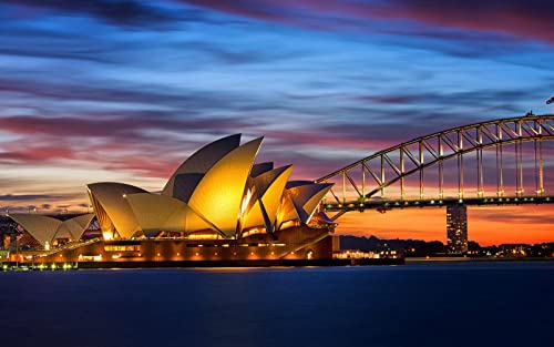 Australien Sydney Opera House Brücke Nachtlichter Malen Nach Zahlen Diy Einzigartiges Leinwand Ölgemälde Kit Digitale Malerei von Haeran River