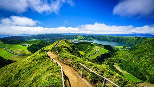 Die Wunderschöne Landschaft Von Sao Miguel Azoren Portugal Malen Nach Zahlen Diy Einzigartiges Leinwand Ölgemälde Kit Digitale Malerei von Haeran River
