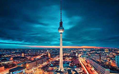 Haeran River Berlin Deutschland Stadt Turm Lichter Malen Nach Zahlen Diy Einzigartiges Leinwand Ölgemälde Kit Digitale Malerei von Haeran River