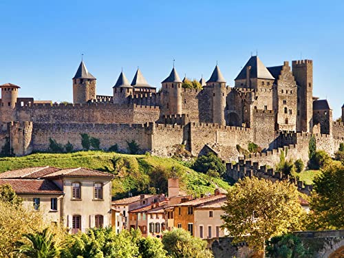 Haeran River Frankreich Schloss Carcassonne Malen Nach Zahlen DIY Einzigartiges Leinwand Ölgemälde Kit Digitale Malerei von Haeran River