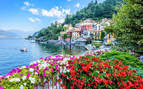 Haeran River Italien Varenna Comer See Häuser Blumen Malen Nach Zahlen Diy Einzigartiges Leinwand Ölgemälde Kit Digitale Malerei von Haeran River