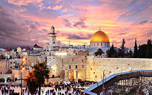 Haeran River Jerusalem Israel Stadt Gebäude Malen Nach Zahlen Diy Einzigartiges Leinwand Ölgemälde Kit Digitale Malerei von Haeran River