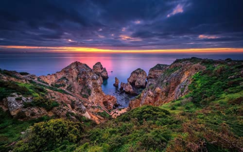Haeran River Lagos Portugal Algarve Meer Küste Malen Nach Zahlen Diy Einzigartiges Leinwand Ölgemälde Kit Digitale Malerei von Haeran River