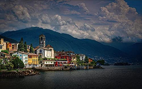 Haeran River Malerei Brissago Lake Maggiore Schweiz Color Talk Malen Nach Zahlen Diy Einzigartiges Leinwand Ölgemälde Kit Digitale Malerei von Haeran River