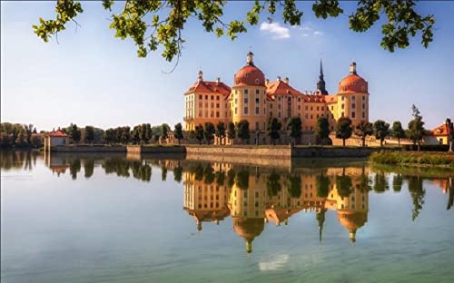 Haeran River Malerei Moritzburg Schloss Abend Sonnenuntergang See Deutschland Farbe Talk Malen Nach Zahlen Diy Einzigartiges Leinwand Ölgemälde Kit Digitale Malerei von Haeran River