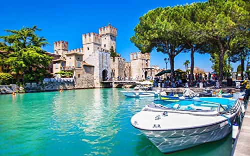 Haeran River Vollbohrer Gardasee Boot Sommer Italien Diy 5D Diamond Painting By Number Unique Kits Home Wall Decor von Haeran River
