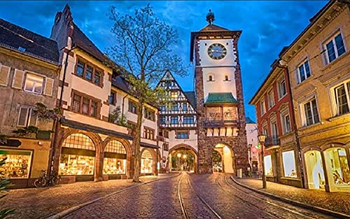Straßenansicht Von Freiburg Im Breisgau Deutschland Color Talk Malen Nach Zahlen Diy Einzigartiges Leinwand Ölgemälde Kit Digitale Malerei von Haeran River