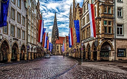 Straßenansicht Von Münster Deutschland Color Talk Malen Nach Zahlen Diy Einzigartiges Leinwand Ölgemälde Kit Digitale Malerei von Haeran River