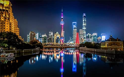 Vollbohrer Shanghai Oriental Pearl Tower Diy 5D Diamond Painting By Number Unique Kits Home Wall Decor Crystal Strass Wall Decor von Haeran River