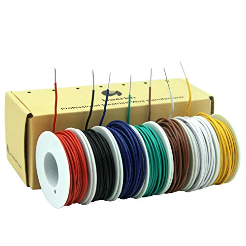 0.2mm² 24awg Elektrischer Draht Kabel aus solide verzinntem Kupferdraht 7 Farben je 9 Meter Spule flexible DIY von Haerkn