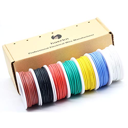 0.32mm² 22 AWG Silikon Elektrischer Draht Kabel anschließen Weich und flexibel Litzendraht aus verzinntem Kupferdraht Hohe 7 Farben je 8 Meter Spule Temperaturbeständigkeit 200 Celsius 600V 0.32mm² 22 AWG Silikon Elektrischer Draht Kabel anschließen Weich und flexibel Litzendraht aus verzinntem Kupferdraht Hohe 7 Farben je 8 Meter Spule Temperaturbeständigkeit 200 Celsius 600V von Haerkn