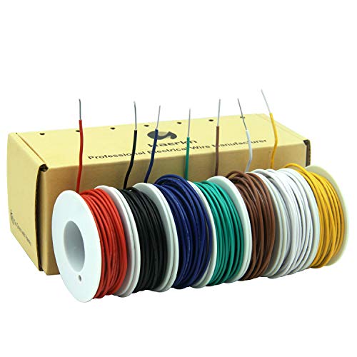 0.35mm² 22awg Elektrischer Draht Kabel aus solide verzinntem Kupferdraht 7 Farben je 8 Meter Spule Superflexible DIY von Haerkn