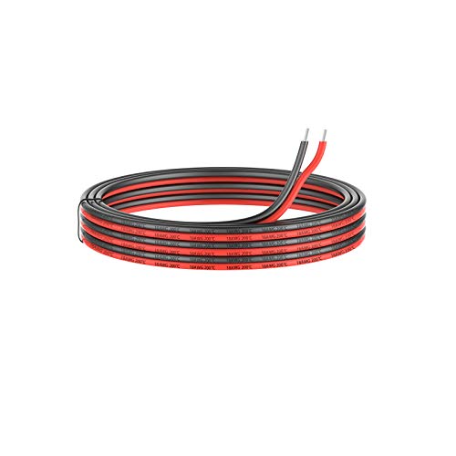 0.82mm² 18 AWG Silikon Elektrischer Draht Kabel anschließen 10 Meter [5 Meter schwarz und 5 Meter rot] Weich und flexibel aus verzinntem Kupferdraht Hohe Temperaturbeständigkeit 200 Celsius 600V von Haerkn