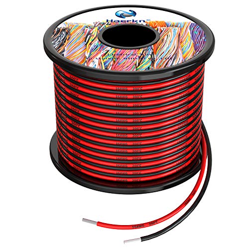 1.3mm² 16 AWG Silikon Elektrischer Draht Hook-up Kabel Insgesamt 20 Meter [10 Meter schwarz und 10 Meter rot] sauerstofffrei hochtemperaturbeständiger verseilter verzinnter Kupferdraht, Spule von Haerkn