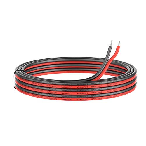 1.3mm² 16 AWG Silikon Elektrischer Draht Kabel anschließen 10 Meter [5 Meter schwarz und 5 Meter rot] Weich und flexibel aus verzinntem Kupferdraht Hohe Temperaturbeständigkeit 200 Celsius 600V von Haerkn