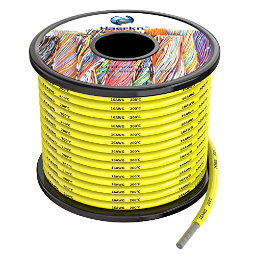 16awg 1.3mm² Silikon Elektrischer Draht Kabel Gelb 15 Meter Weich und flexibel sauerstofffrei hochtemperatur beständiger verseilter verzinnter Kupferdraht von Haerkn