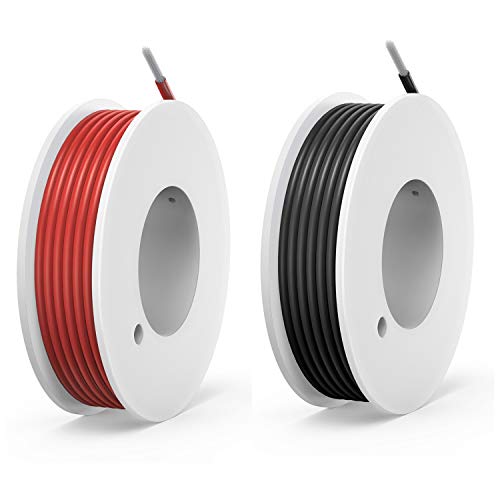 20 AWG Silikon-Elektrodraht-Kabel, 2 Farben (je 7 m), 20 Gauge, Haken-Drähte-Set, verzinnter Kupferdraht, flexibel und weich für Heimwerker von Haerkn