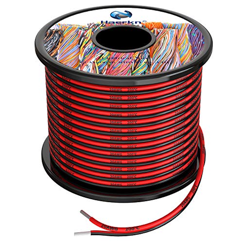20awg 0,5mm² Silikon Elektrischer Draht Kabel 2x30 Meter sauerstofffrei hochtemperatur beständiger verseilter verzinnter Kupferdraht von Haerkn