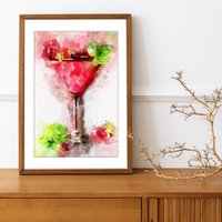 Martini Poster Druck Küche Dekor Schnaps Alkohol Drucke Cocktail Gerahmt Wand Kunst Schild von HaeuslStore