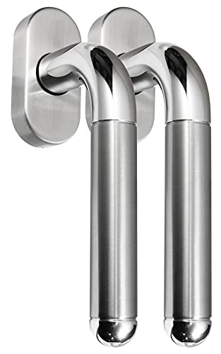 Edelstahl Fenstergriff Sets 2 x FG Star II Bicolor L-Form V2A Fensterbeschlag von Häusler Onlinehandel GmbH
