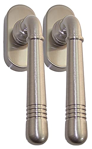 Fenstergriff Set 2 x FG Helena 1672 Nickelmatt Rasterolive Fensterbeschlag Drücker von Häusler Onlinehandel GmbH