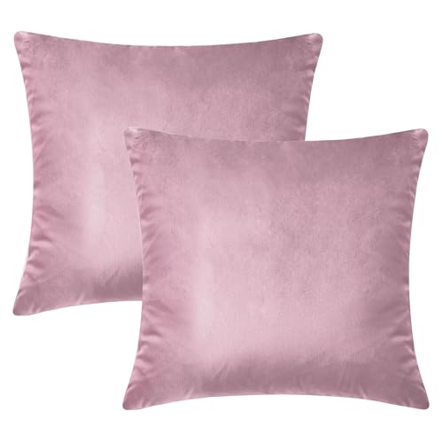 Hafaa 2er Set Samt Kissenbezug 45 x 45 cm Dekorative Quadrat Wurf Modern Kissenbezug Wurfkissenbezug mit Verstecktem Reißverschluss Sofakissen Wurfkissenbezug Samtkissen (Rosa) von Hafaa