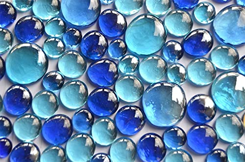 350 g blaue Glassteine, gemischt in 3 verschiedenen Größen 12–15 mm, 17–21 mm und 26–33 mm, ca. 81 Stück von Hafeehoo