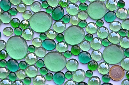 430 gr. Dekosteine Glasnuggets Grünmixmix, in 4 versch. Größen 10-33 mm, ca. 126 St. transparent, teilweise irisierend Muggelssteine von Hafeehoo