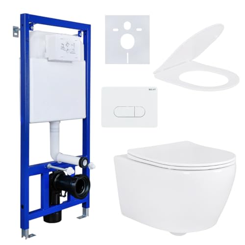 Spülrandlos Hänge Wand-WC & Belvit Vorwandelement Spülkasten Softclose Deckel Spülrandlos Hänge Wand-WC & Belvit Vorwandelement Spülkasten Softclose Deckel von Hafeehoo