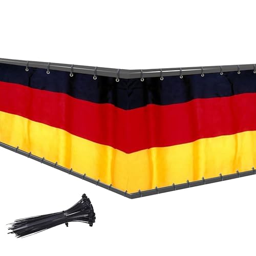 HAFIX Balkonumrandung Deutschlandflagge Sichtschutz Regenschutz 0,83x5m Balkonumspannunug WM Banner Fahne inkl. Kabelbinder von Hafix