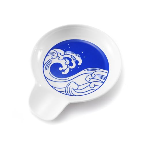 Hagary Wave Löffelablage aus Keramik für Herd, Küche, Theke, Löffelhalter, Besteckablage, Utensilien, Kochutensilien, 16 cm von Hagary