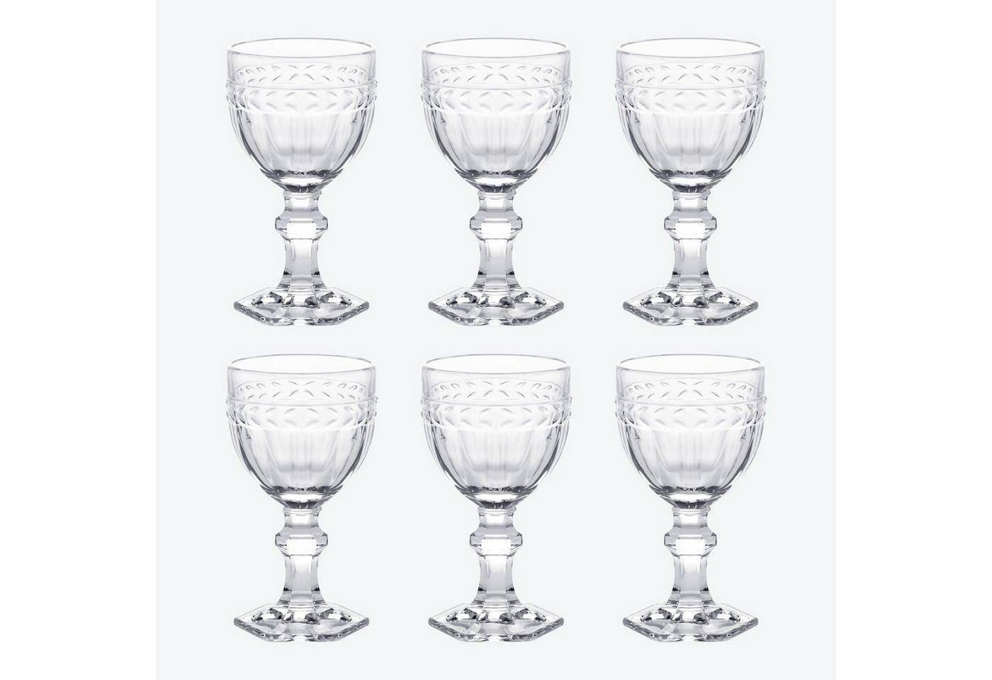Hagen Grote Glas Formschöne Tafelgläser im französischem, Lorbeerdekor: Weingläser Hagen Grote Glas Formschöne Tafelgläser im französischem, Lorbeerdekor: Weingläser von Hagen Grote