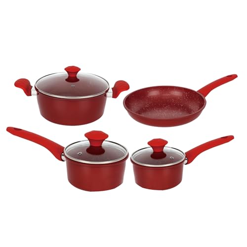 Hagen, HA04739-RED, 7-teiliges Kochgeschirrset aus antihaftendem Marmor, ergonomische Griffe, spülmaschinenfest, gesundes und ästhetisches Kochen,Rouge Hagen, HA04739-RED, 7-teiliges Kochgeschirrset aus antihaftendem Marmor, ergonomische Griffe, spülmaschinenfest, gesundes und ästhetisches Kochen,Rouge von Hagen