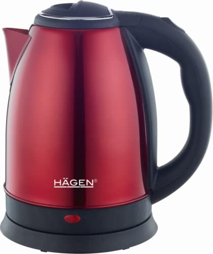 Hagen - Edelstahl -Elektrischer- Kabelloser Wasserkocher -1.8L HAGEN HA5525-RED-Rot von Hagen