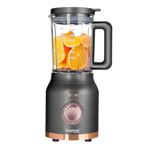 HAGENUK 2in1 Powermixer und Smoothiemaker | 1200 Watt | Glasbehälter 1,8 Liter | To-Go-Becher aus Tritan Kunststoff | BPA Frei von Hagenuk